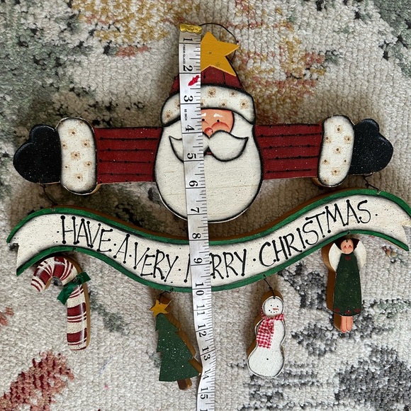 Vintage Hand Crafted Santa Have a Merry Christmas Wooden Wall Art - Picture 3 of 16